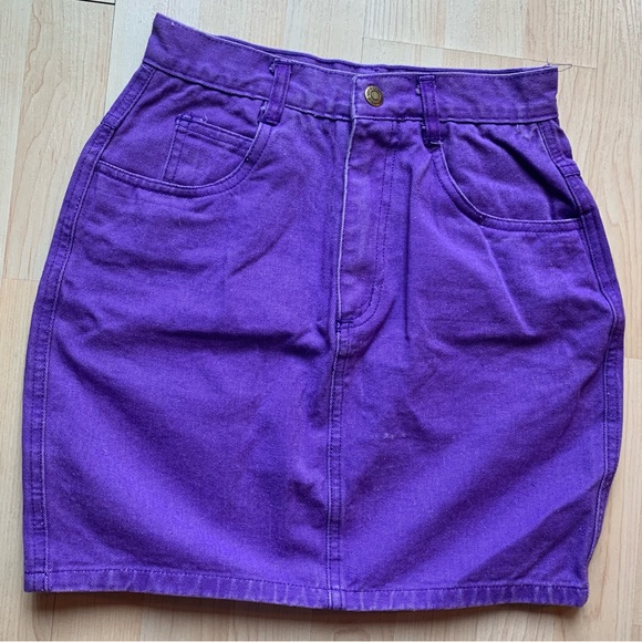 Vintage Purple High Waisted Mini Denim Skirt - Picture 1 of 3
